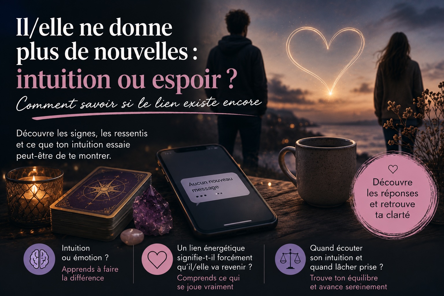 Silence radio en amour : intuition ou espoir ? Comprendre si le lien existe encore et distinguer intuition, émotions et désir